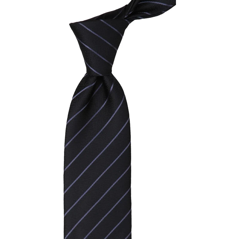 Kravatkolik Classic Tie With Black Stripe Pattern Handkerchief KK9933