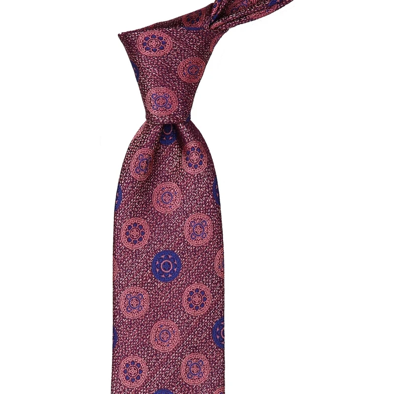 Kravatkolik Classic Tie With Pink Patterned Handkerchief KK9957