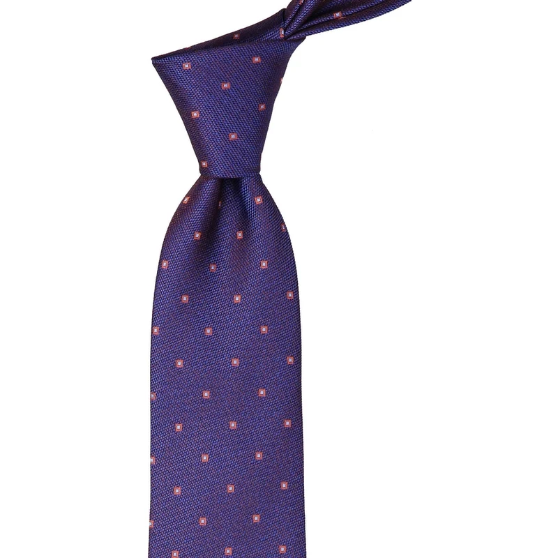 Kravatkolik Navy Blue - Brown Small Patterned Classic Tie KK9974