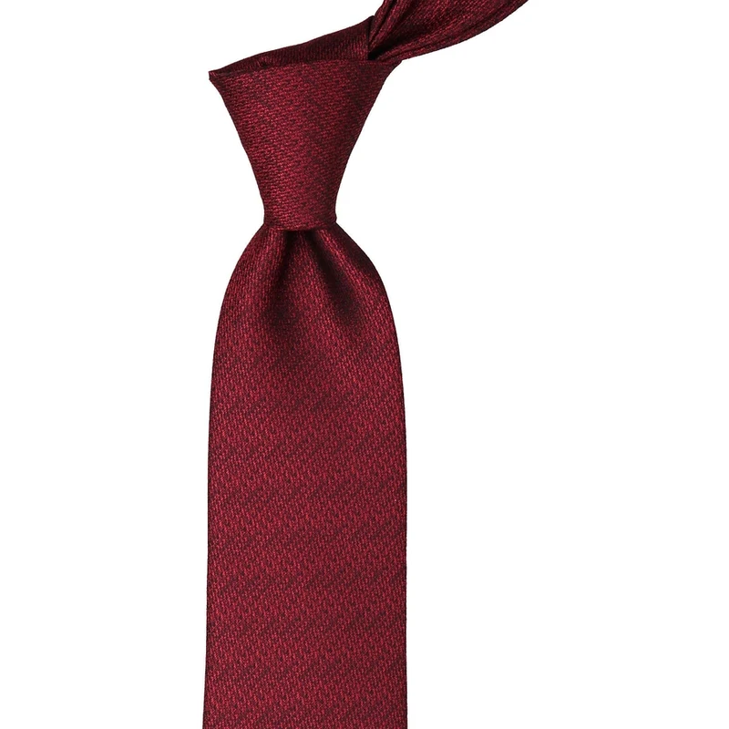 Kravatkolik Classic Tie With Red Motif Patterned Handkerchief KK9982