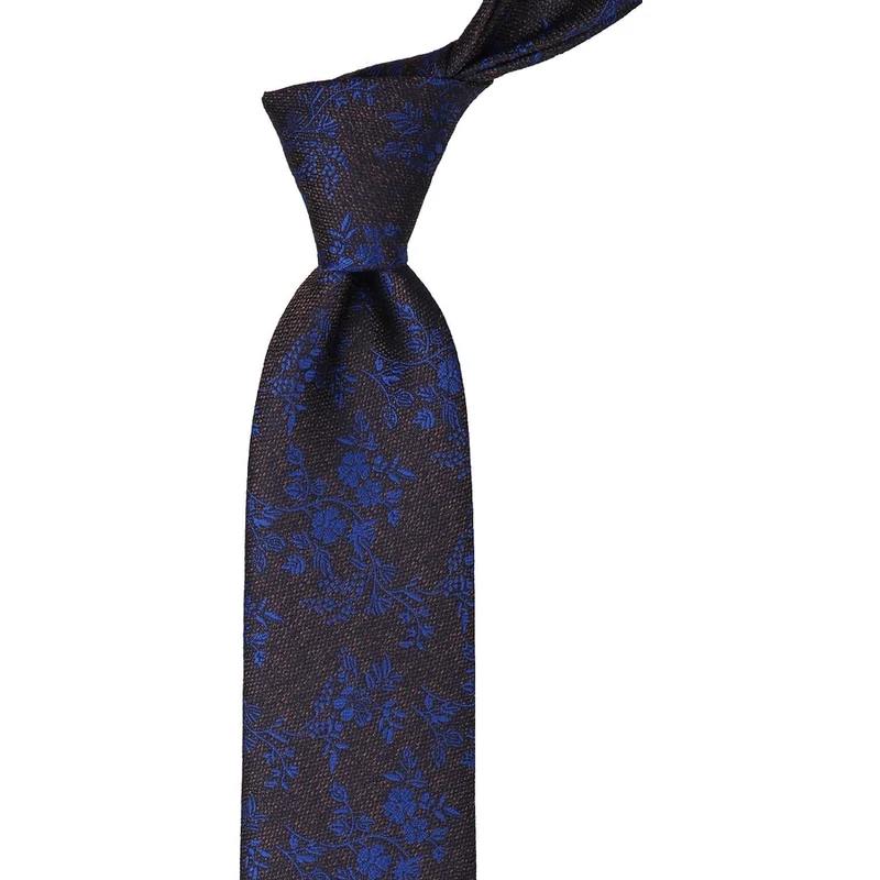 Kravatkolik Brown Floral Pattern Handkerchief Classic Tie KK10141