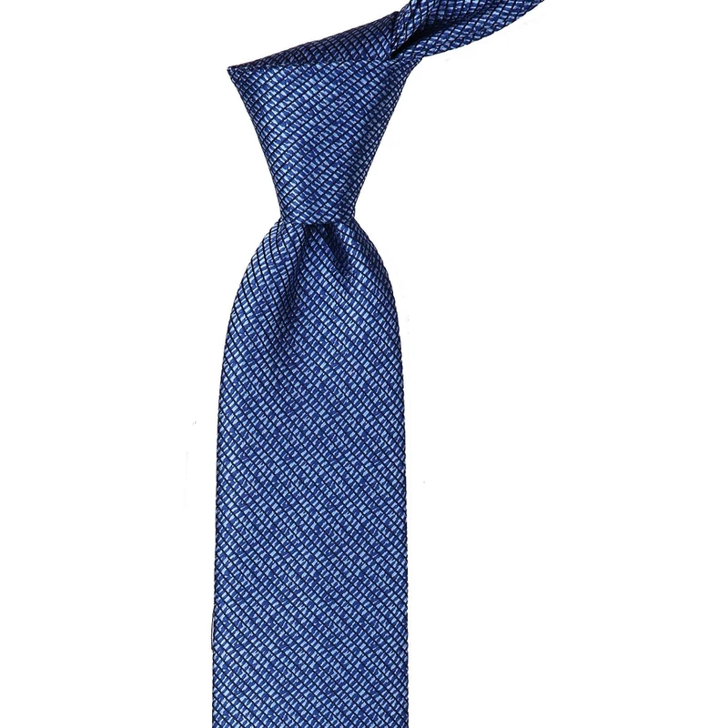 Kravatkolik Classic Tie With Blue Line Pattern Handkerchief KK10192
