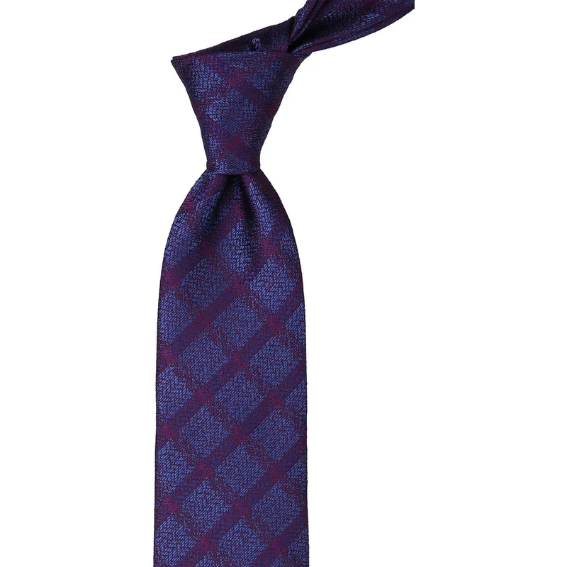 Kravatkolik Damson - Blue Plaid Patterned Classic Tie KK10223