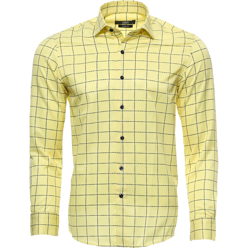 Wessi Slim Fit Plaid Yellow Shirt