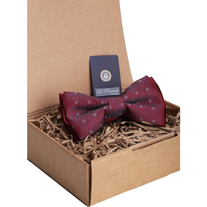 Kravatkolik Claret Red Small Pattern Bow Tie P1275