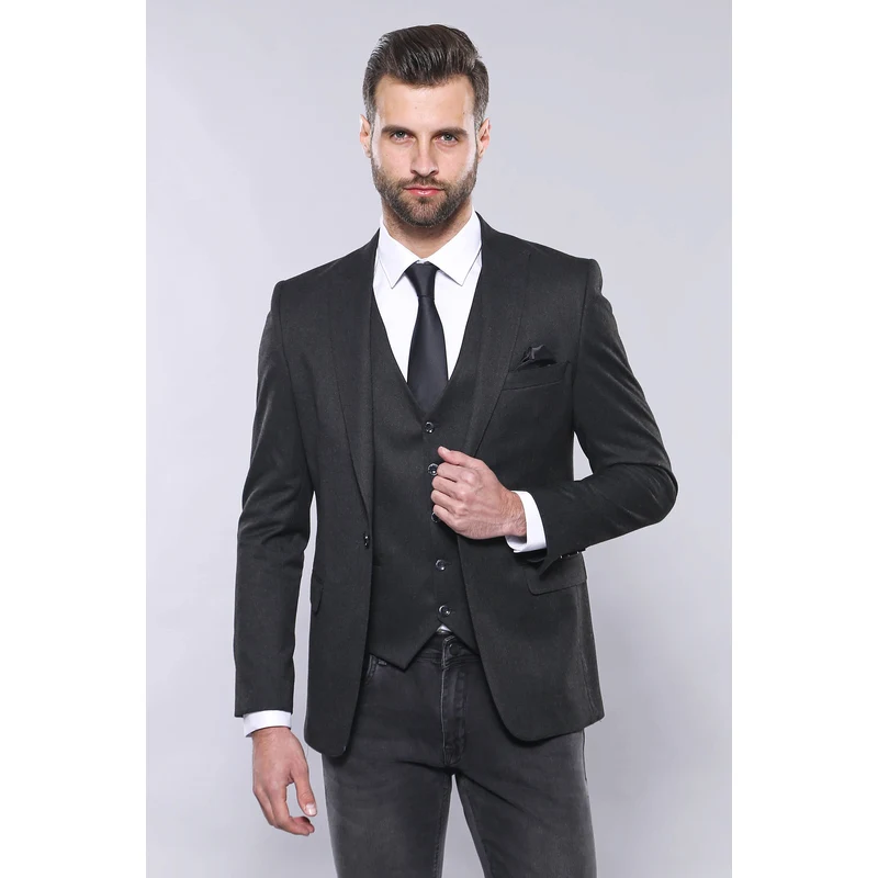 Smoked Plain Blazer Vest Set | Wessi