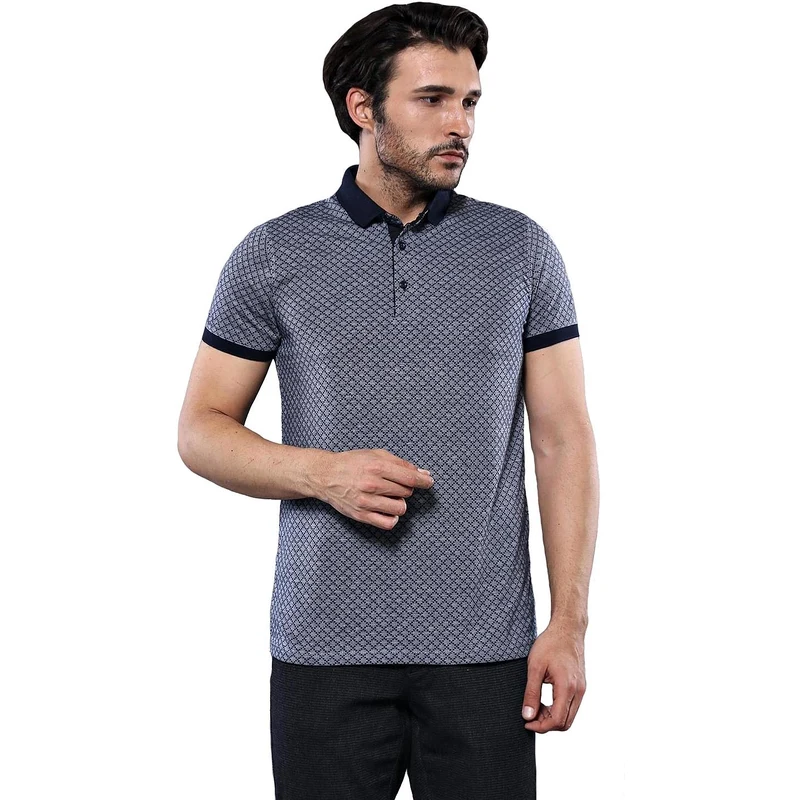 Navy Blue Polo Printed T-Shirt | Wessi