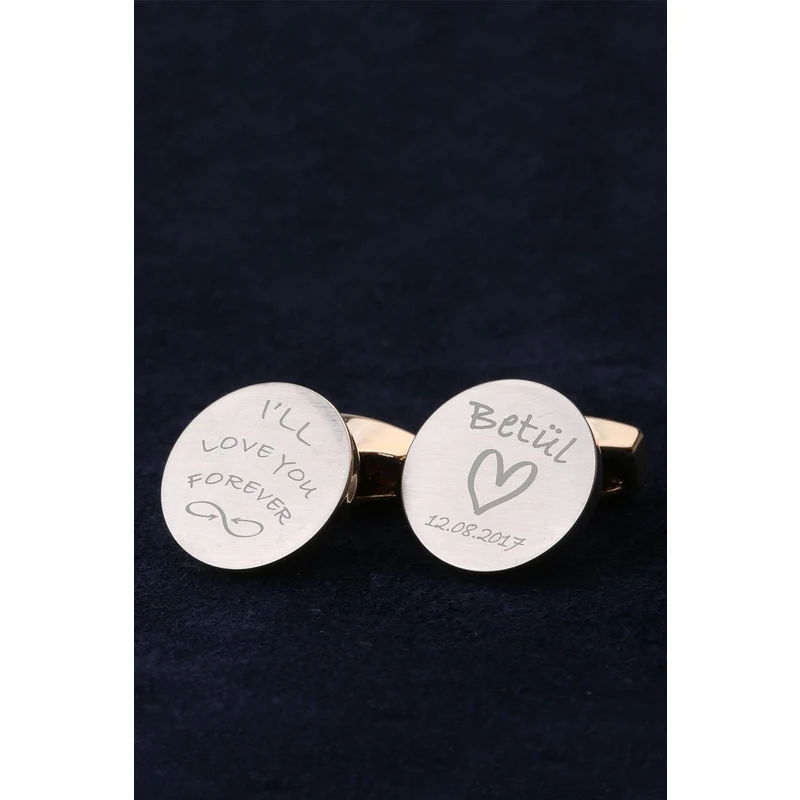 Kravatkolik Valentine Special Gift I will Love You Forever Gold Color with Name Date