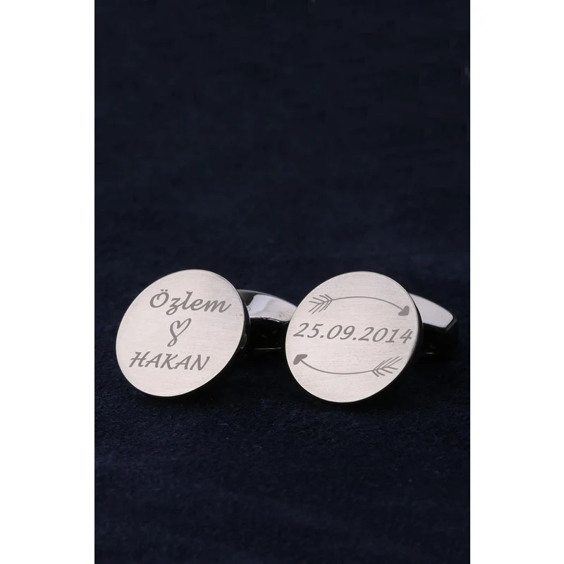Kravatkolik Smoked Color Cufflink with a Name Special Valentine Gift Date