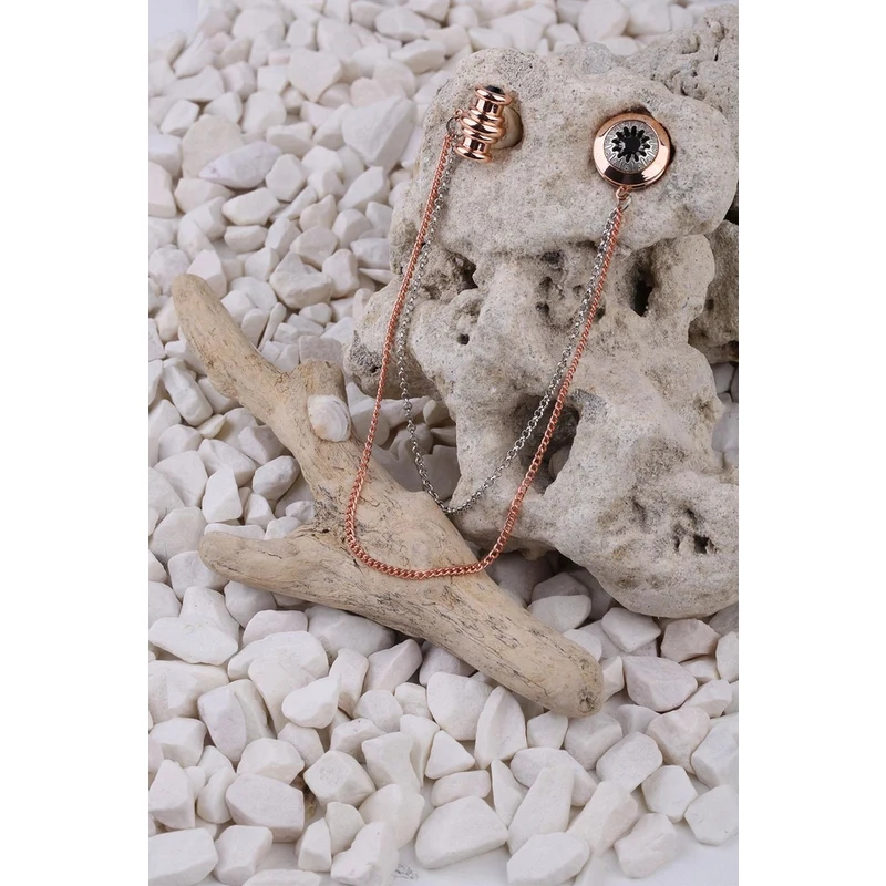Kravatkolik Fire Colored Crystal Stone Chain Collar Pin YI255