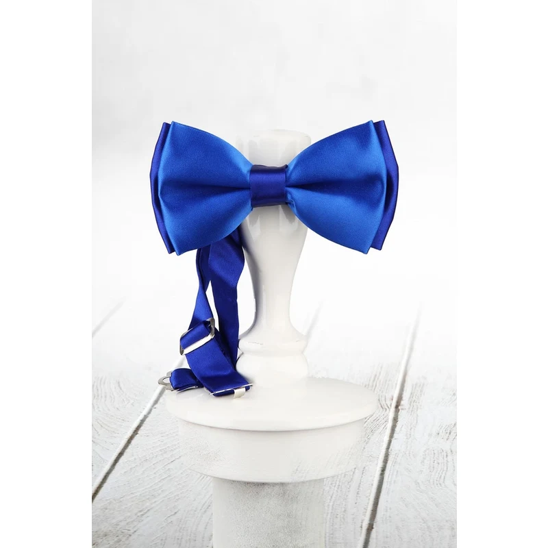 Kravatkolik Blue - Sax Color Satin Bow Tie SP56