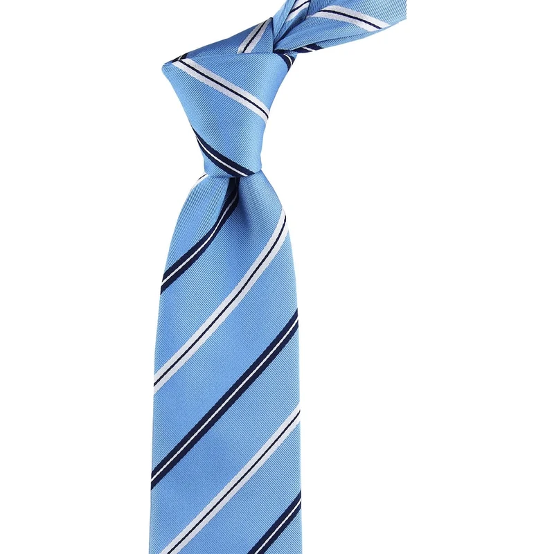 Kravatkolik Blue Line Pattern Silk Tie İK522