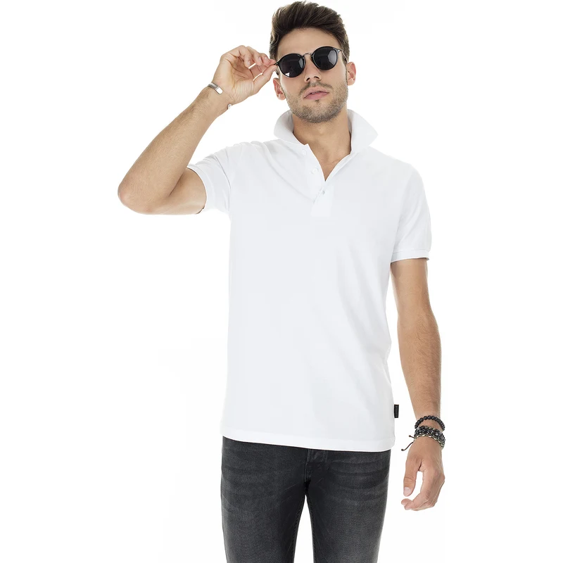 Buratti % 100 Pamuk Düğmeli T Shirt Erkek Polo 4362050 Beyaz