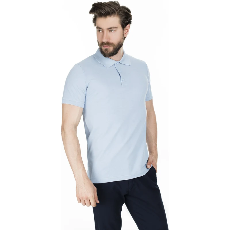 Buratti % 100 Pamuk Düğmeli T Shirt Erkek Polo 4362050 Açık Mavi