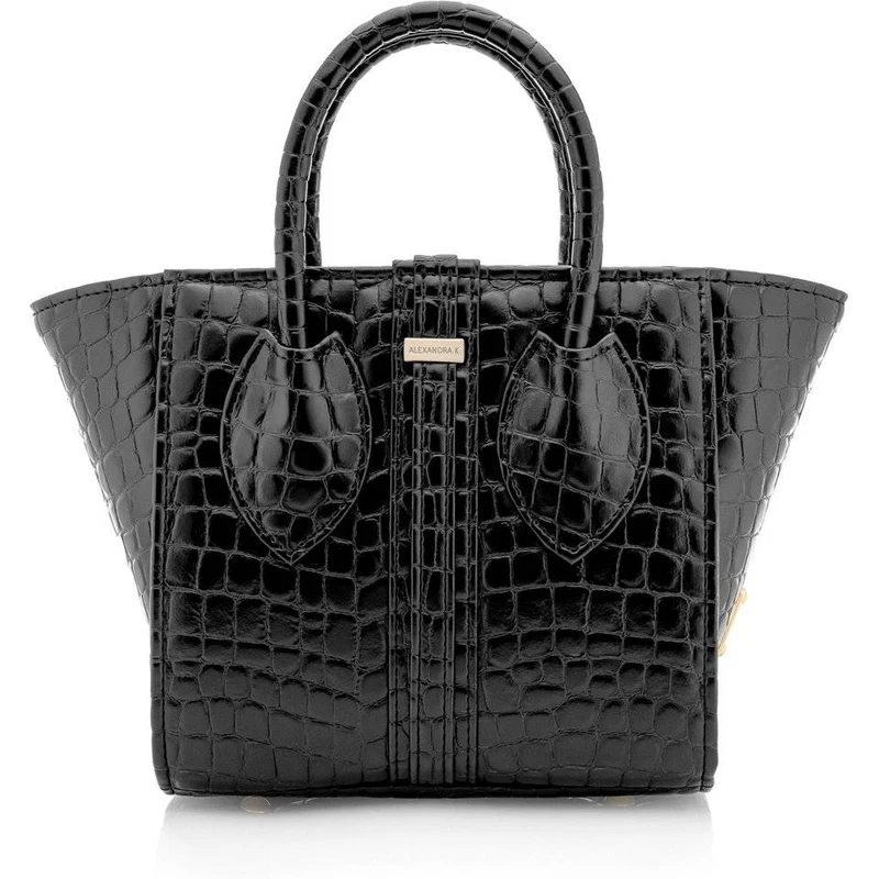 Alexandra K Vegan Leather Handbag 1.3 - Black Ink Croco OE8013