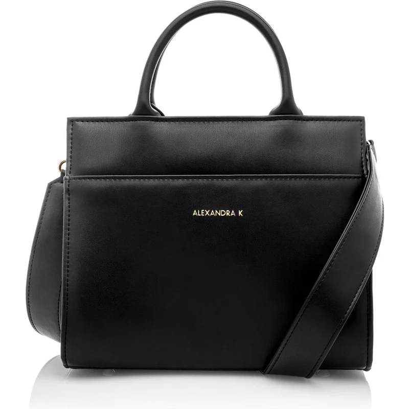 Alexandra K Vegan Leather Handbag True Midi - Black Ink Corn