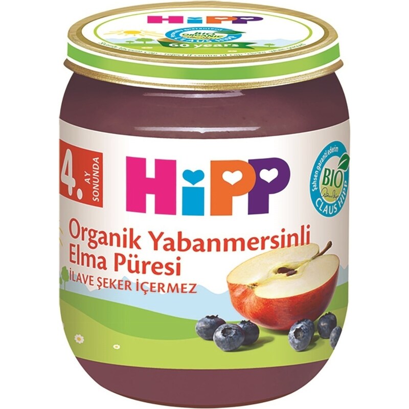 Hipp Organik Yabanmersinli Elma Püresi 125 gr