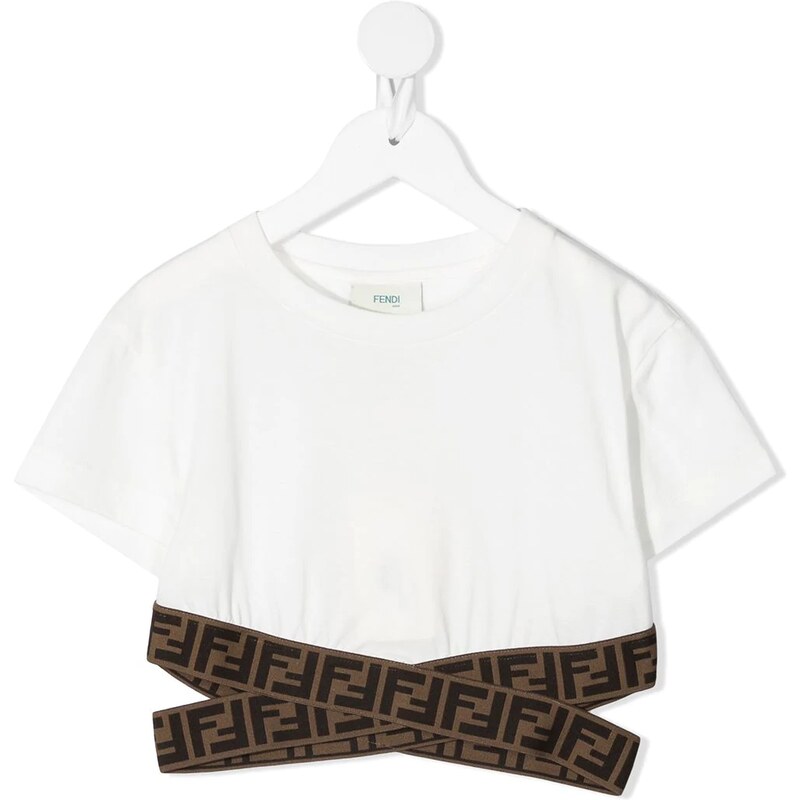 Fendi Kids logo trim crop top White Glami