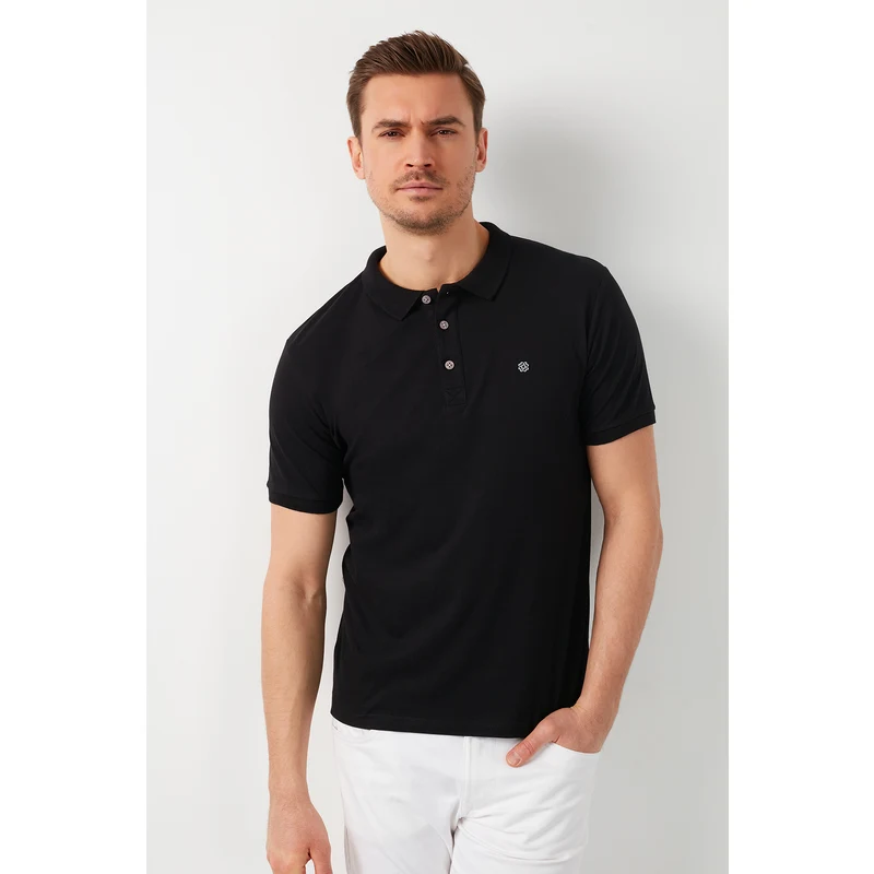 Buratti Pamuklu Düğmeli T Shirt Erkek Polo 0438101 Siyah