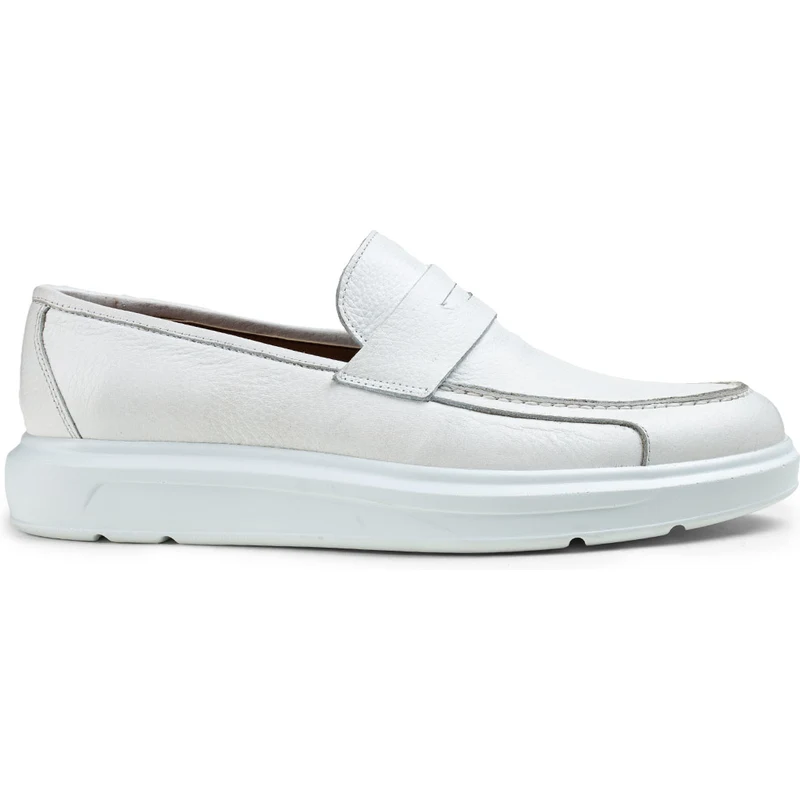 Deery Hakiki Deri Beyaz Comfort Erkek Loafer 01564MBYZP01