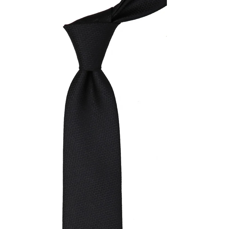 Kravatkolik Siyah Kendinden Desen Mendilli Klasik Kravat KK10680