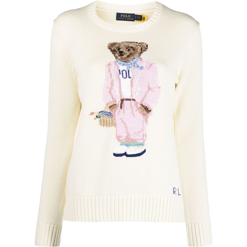 Polo Ralph Lauren Picnic Polo Bear intarsia knit jumper White Glami