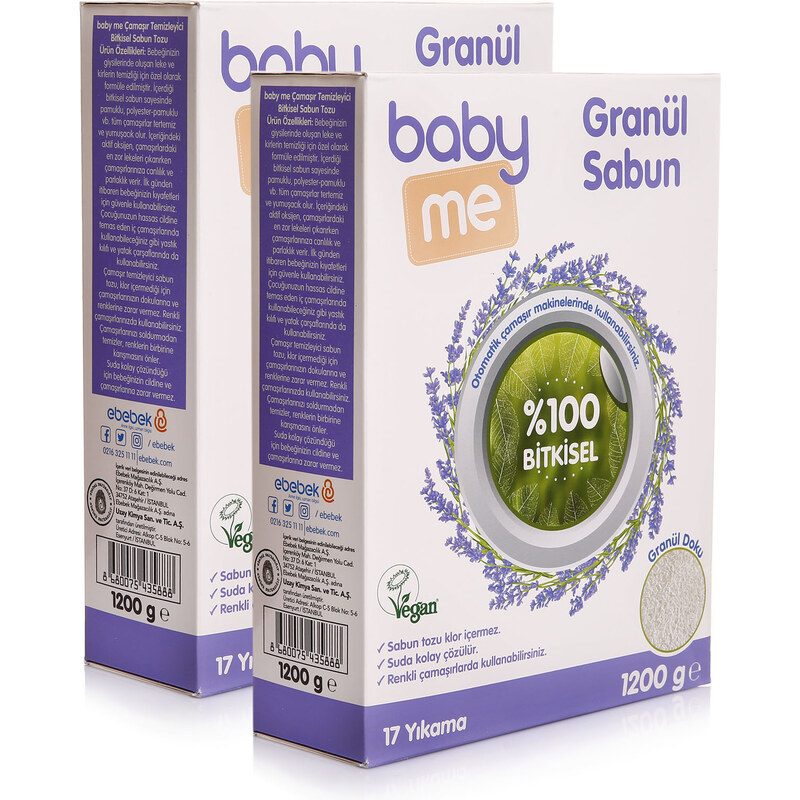 baby me Bitkisel Granül Sabun Tozu 2 Adet 1200 gr