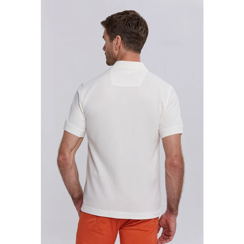 Hemington Pike Örgü Beyaz Polo Yaka T-Shirt TZ7672