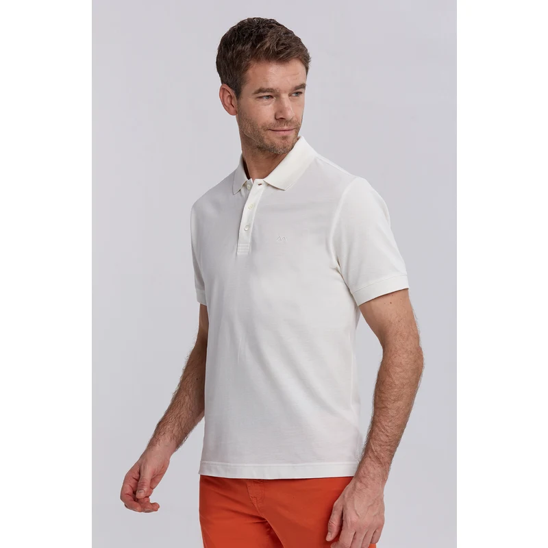 Hemington Pike Örgü Beyaz Polo Yaka T-Shirt TZ7672