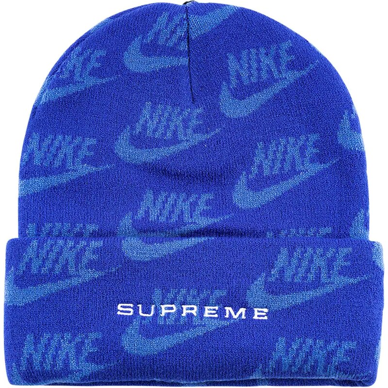 Supreme x Nike jacquard logos beanie Blue Glami