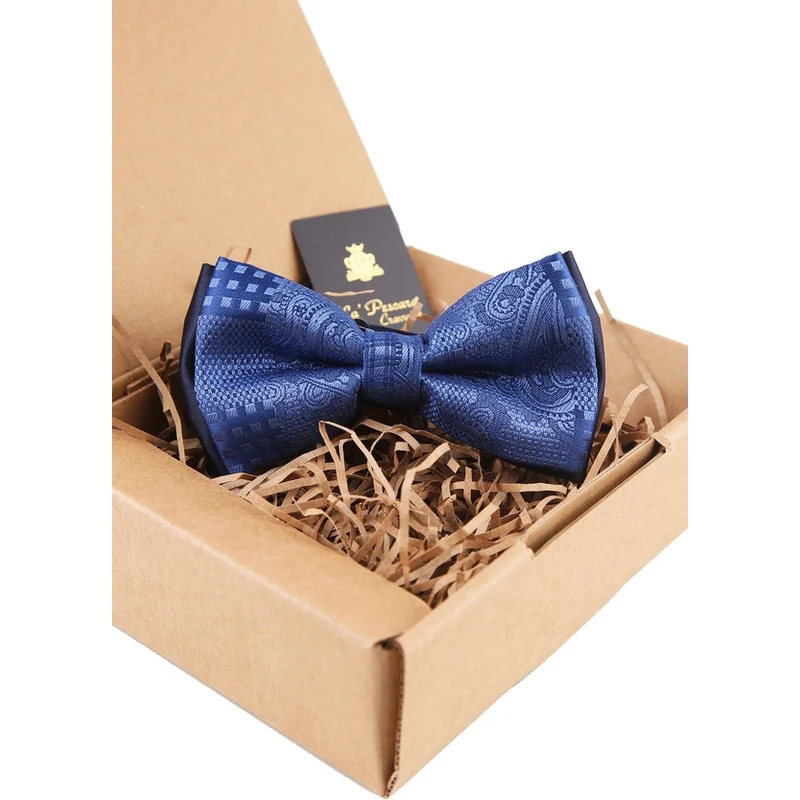 Kravatkolik Blue Self-Patterned Bow Tie P1516