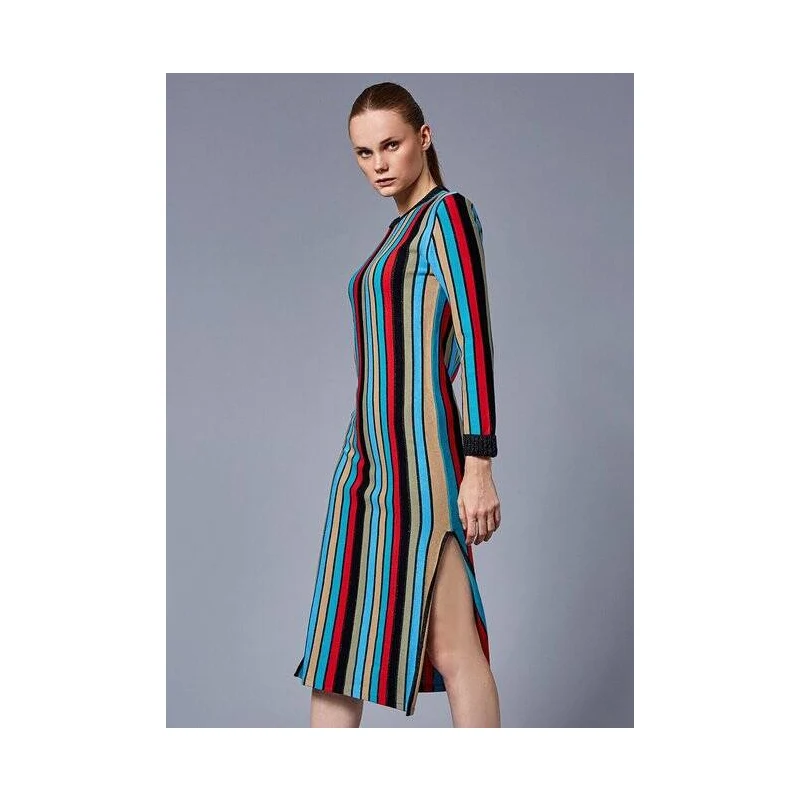 Multicolor Striped Lurex Knit Dress