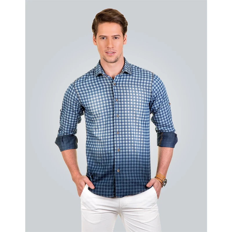 TUDORS SLIM FIT LONG SLV DENIM KLON GÖMLEK