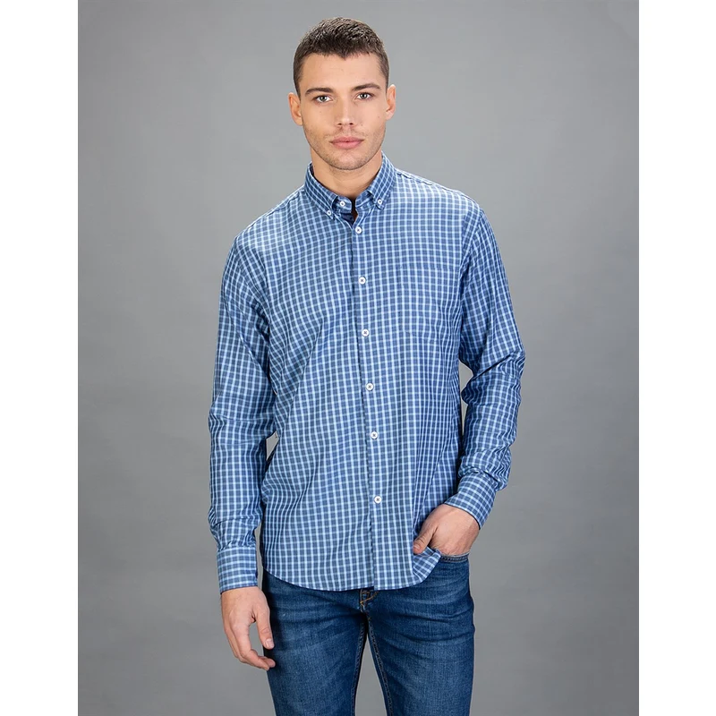 TUDORS Klasik Fit Oxford Ekose Erkek Gömlek TUDORS Klasik Fit Oxford Ekose Erkek Gömlek