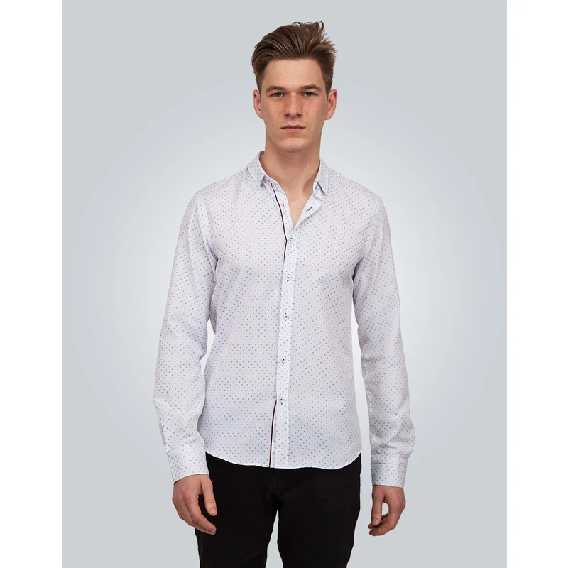 TUDORS Slim Fit Desenli Erkek Gömlek TUDORS Slim Fit Desenli Erkek Gömlek