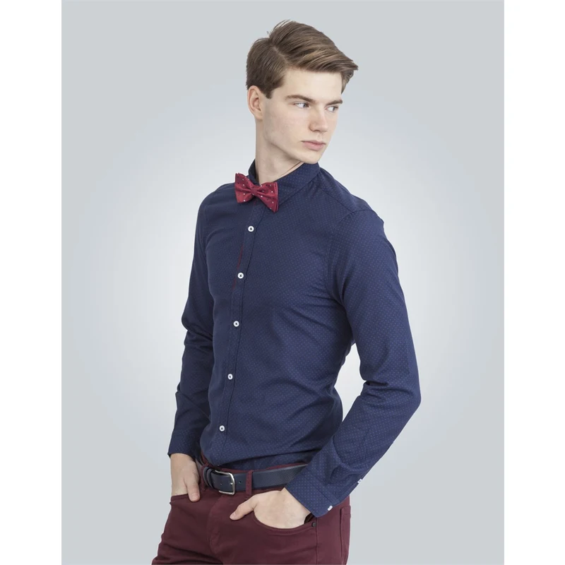 TUDORS Slim Fit Desenli Erkek Gömlek