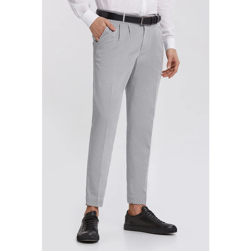 Hemington Gri Desenli Pamuk Chino Pantolon TZ7647