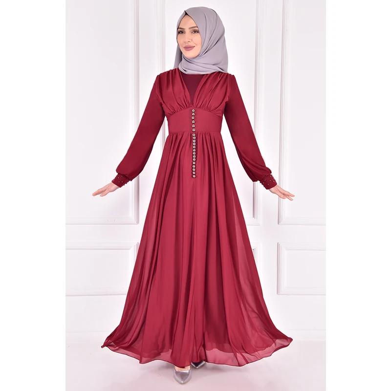 Button Detail Dress Burgundy ASM2355 Button Detail Dress Burgundy ASM2355