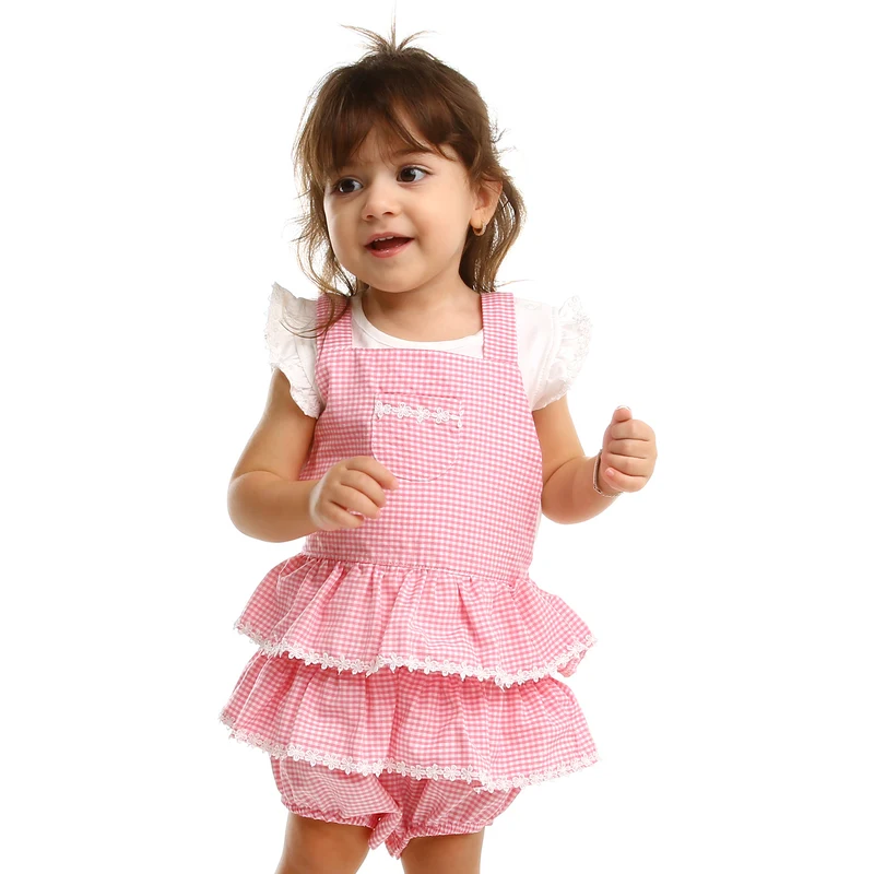Bestido Yaz Kız Bebek Süprem Kısa Kol Salopet - Pembe Bestido Yaz Kız Bebek Süprem Kısa Kol Salopet - Pembe