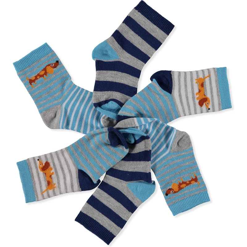 Albio Köpek 3lü Soket Çorap - Karışık Renkli