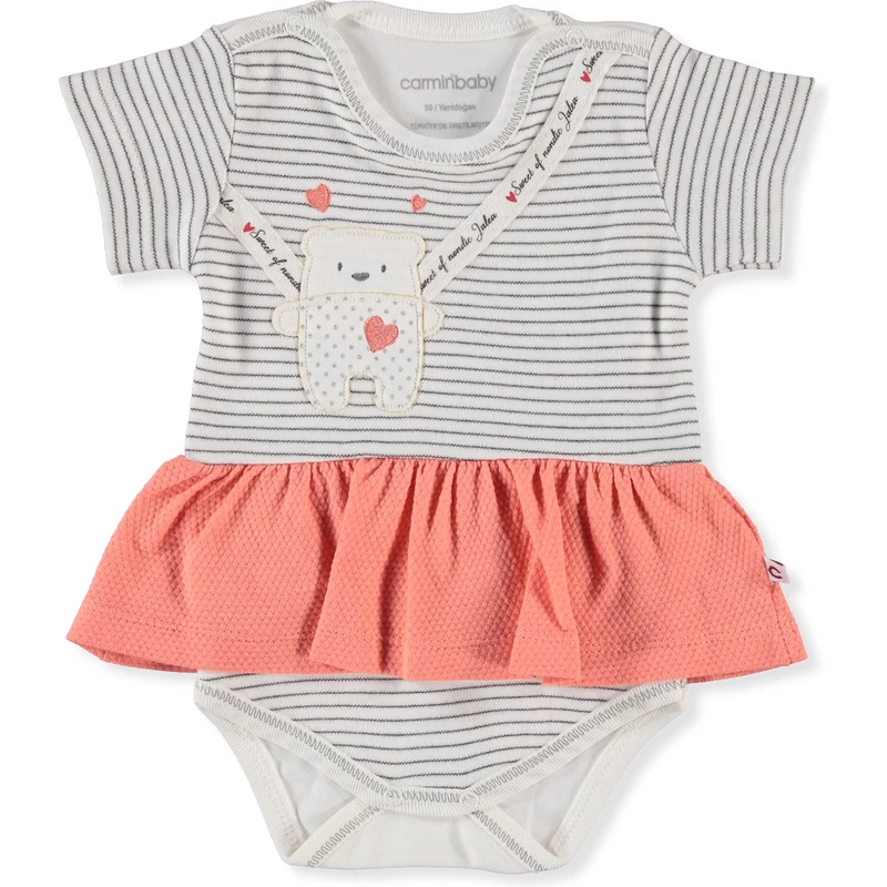 Carmin Baby Kalpli Ayıcık Elbise Body - Ekru