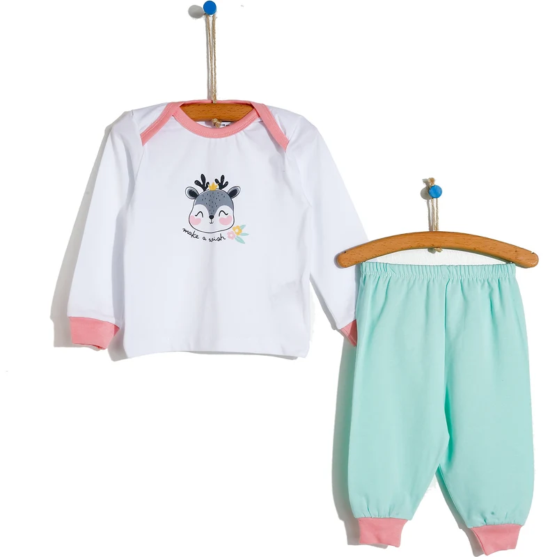 HelloBaby Basic Kız Bebek Baharlık Pijama Takımı - Mint