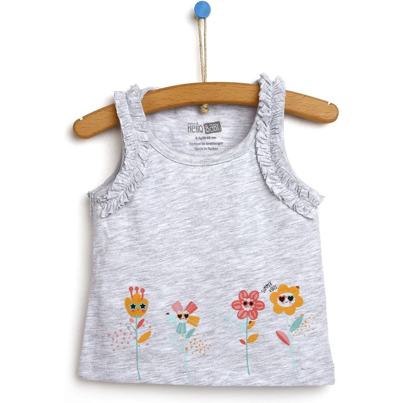 HelloBaby Basic Kız Bebek Atlet Tshirt - Kar Melanj