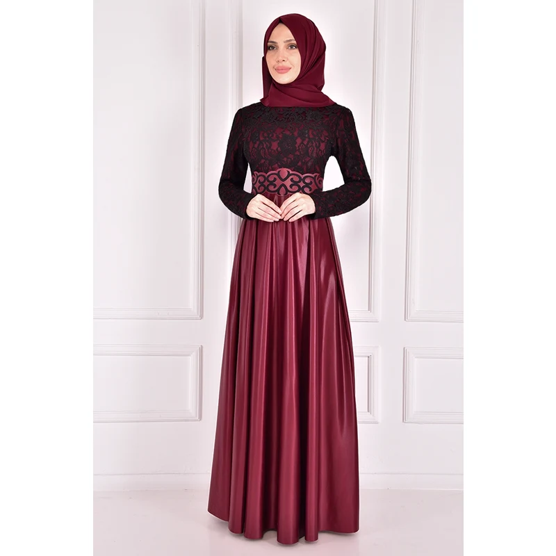 Lace Detail Evening dresses Dress Burgundy ASM2133