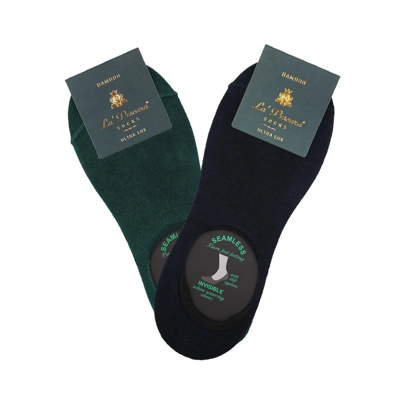 Kravatkolik La'Pescara Ultra Lüks Yeşil Lacivert Bambu Erkek Soket Çorap CRP142
