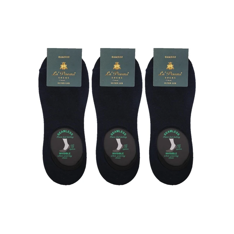 Kravatkolik La'Pescara Ultra Lüks 3'lü Lacivert Bambu Erkek Soket Çorap Set CRP145