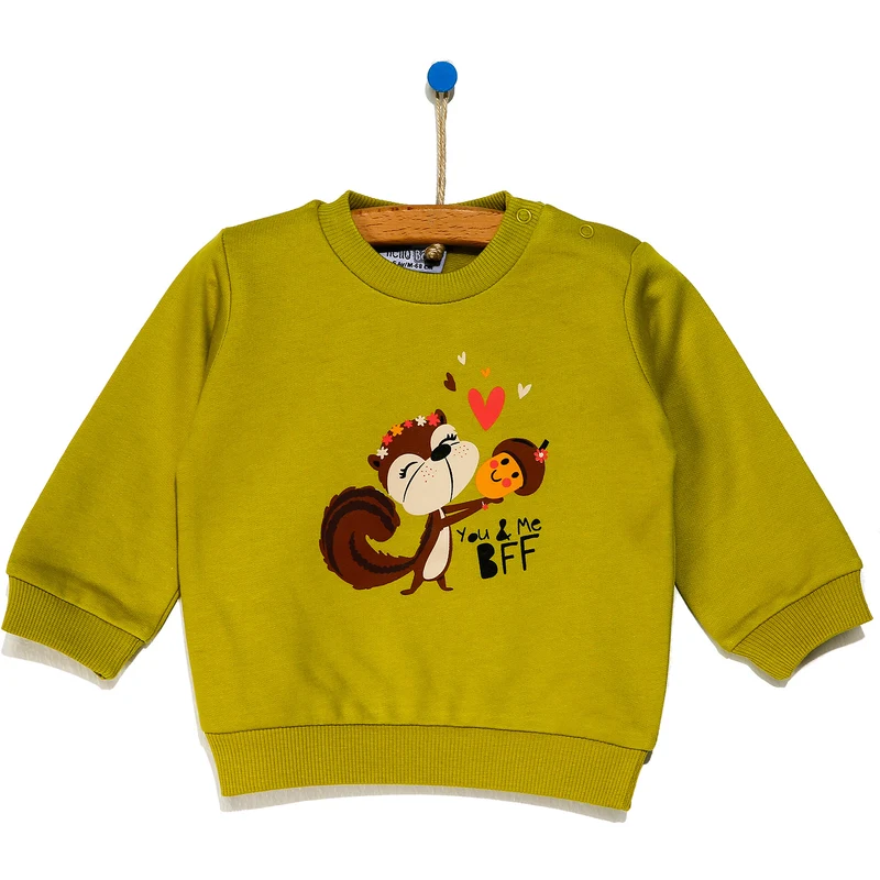 HelloBaby Basic Baskılı Sweatshirt - Açık Yeşil