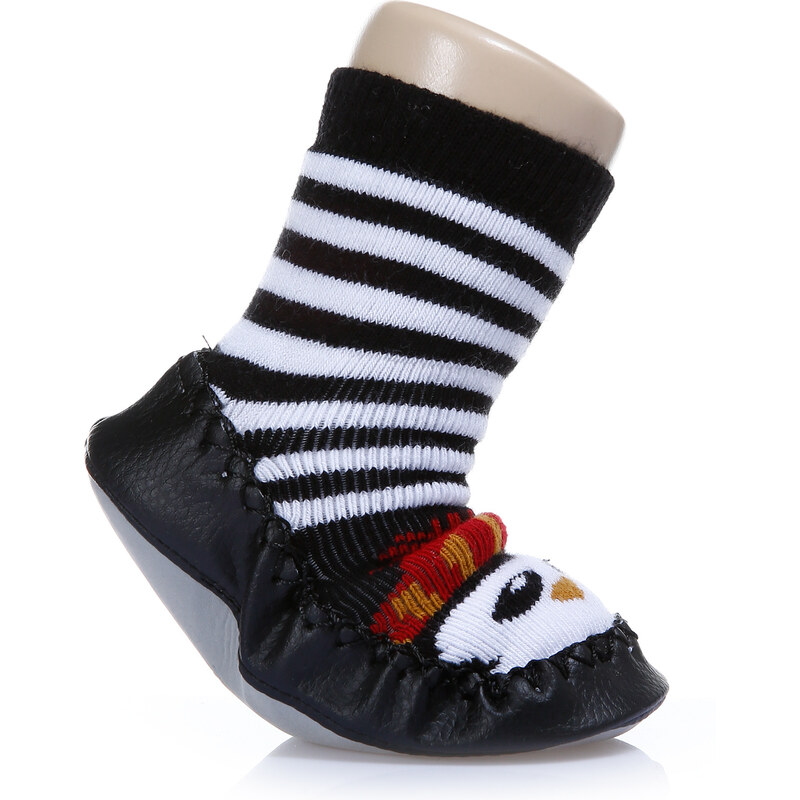 HelloBaby Penguen Çarık Erkek Bebek Çorap - Siyah