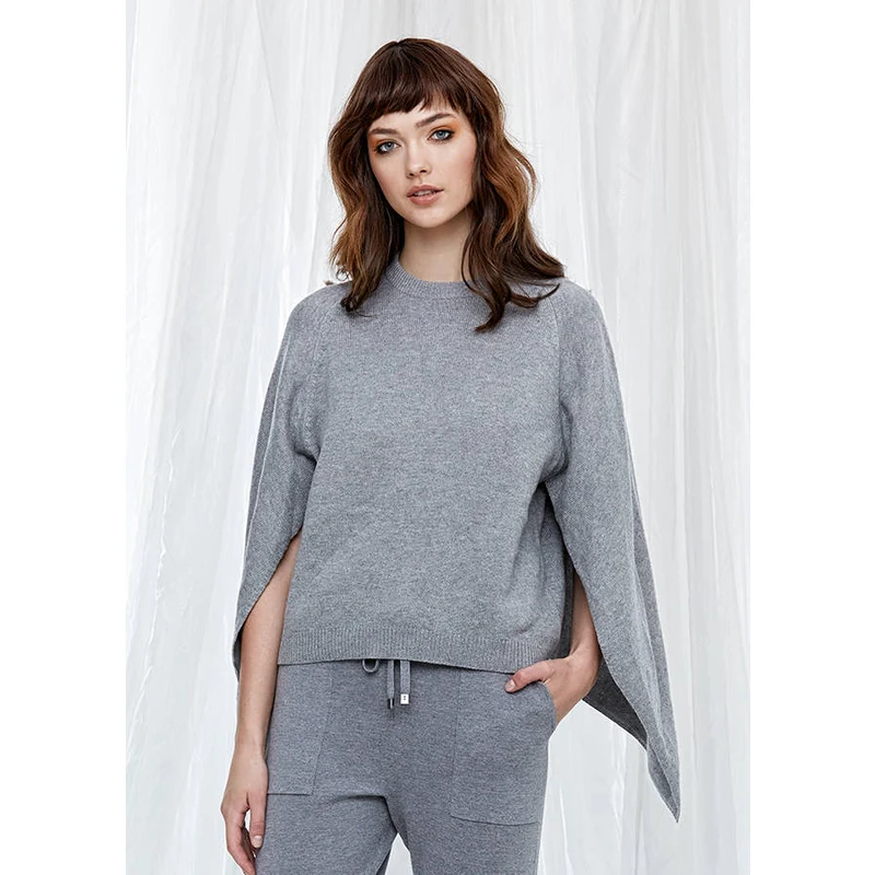 Cashmere & Silk Blend Grey Sweater