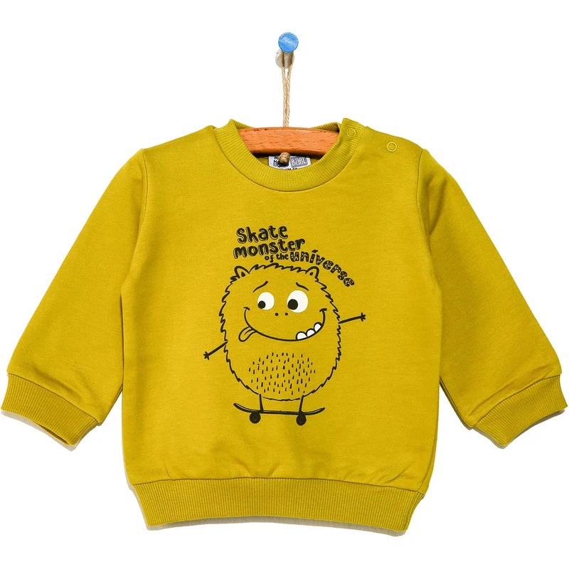 HelloBaby Basic Baskılı Sweatshirt - Açık Yeşil